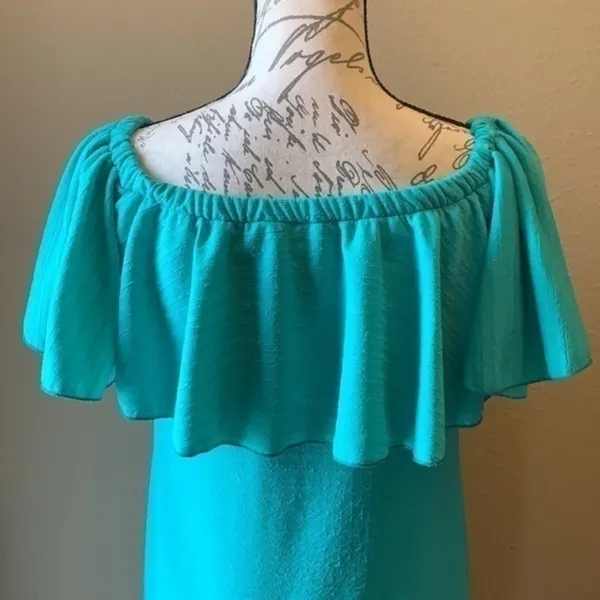 Lularoe Cici flounce ruffle stretch dress teal S - Image 5