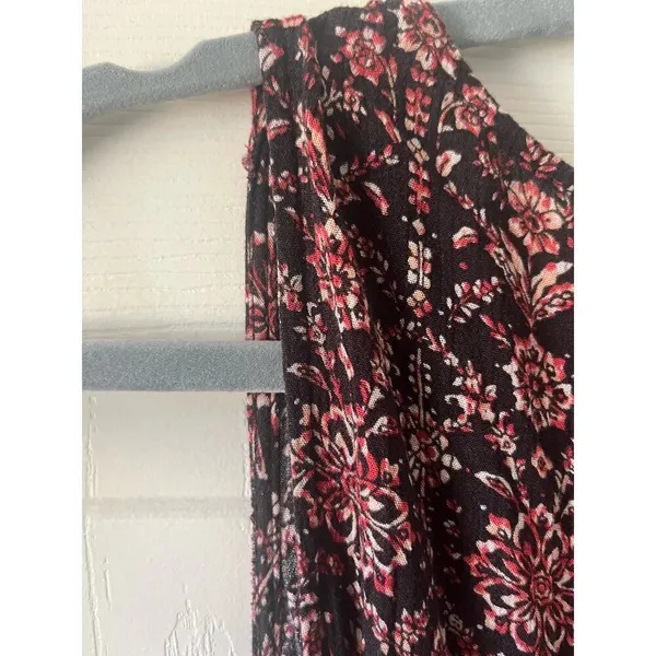 Lulus Evening Blossom Black Floral Print High-Low Wrap Dress - size small EUC - Image 7