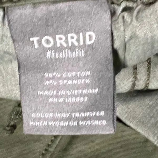 Torrid‎ Wide Leg Crop Pants Womens 20R Olive Green High Rise Stretch Cotton - Image 5