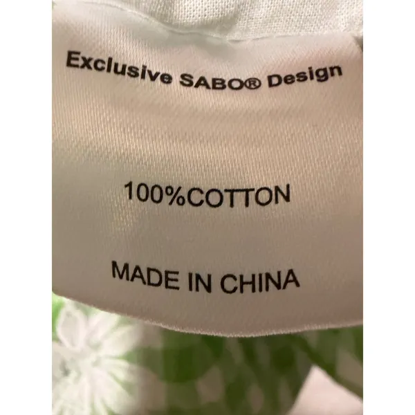Sabo Skirt Green Gingham Floral Embroidered Mini Dress Womens Size 8 L V-Neck - Image 7