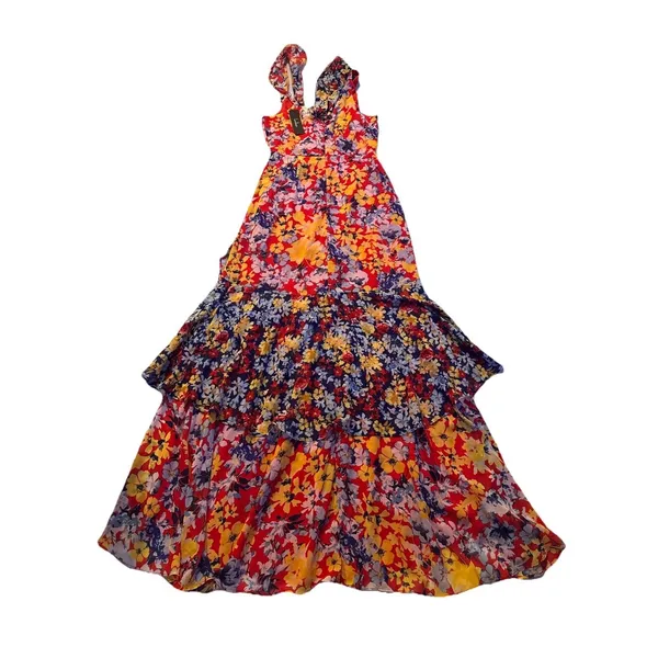 Lulu's Vibrant Asymmetrical Floral Dress S - Image 10
