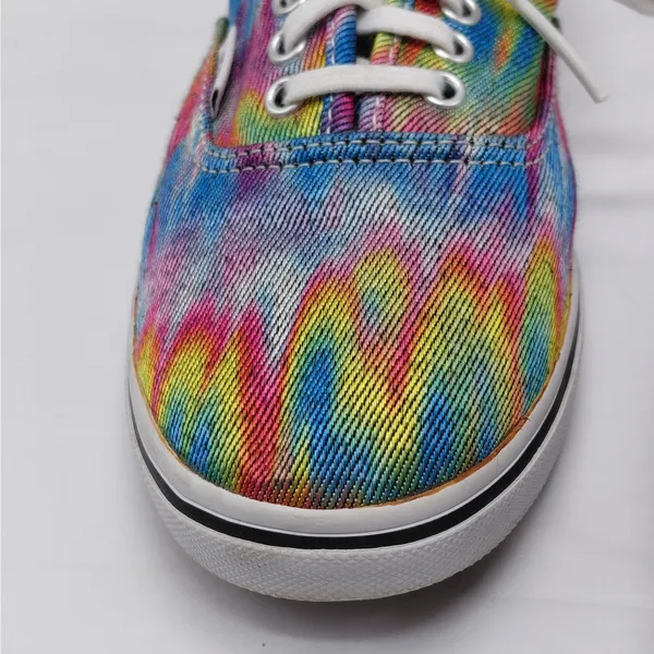 Y2K Vans Rainbow Tie-Dye Canvas Sneakers Women's 7 Skater Preppy Casual Shoes - Image 5