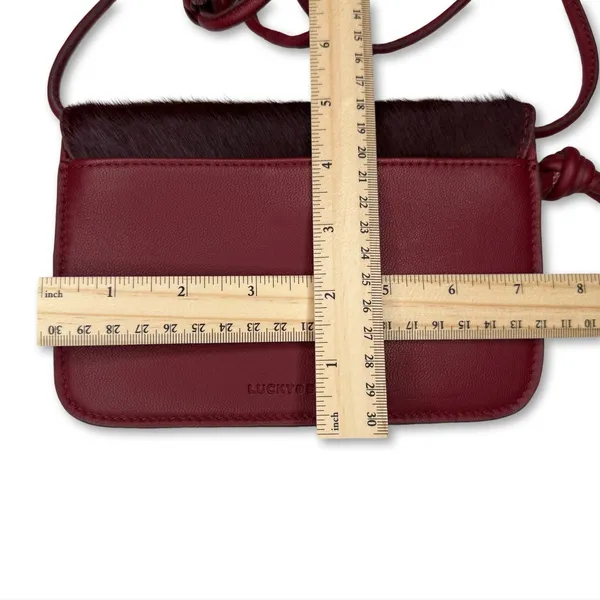 NWOT‎ Lucky Brand Burgundy Calf Hair Leather Crossbody Bag Sleek Thin Profile - Image 9