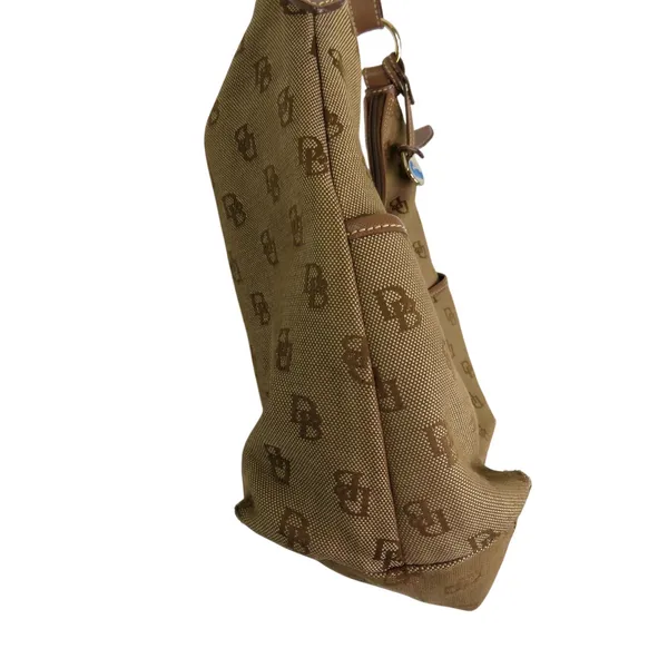 Y2K Vintage Dooney & Bourke Brown Monogram Canvas Hobo Shoulder Bag - Image 4