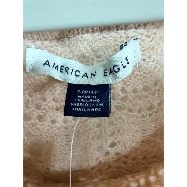 American Eagle Sweater Pointelle Knit Off Shoulder Women's Size S Peach Cozy New - Image 2