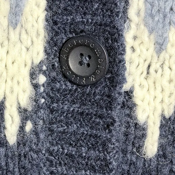 NEW Abercrombie & Fitch Blue Fair Isle Wool Nordic Sweater Cardigan Women's S - Image 10