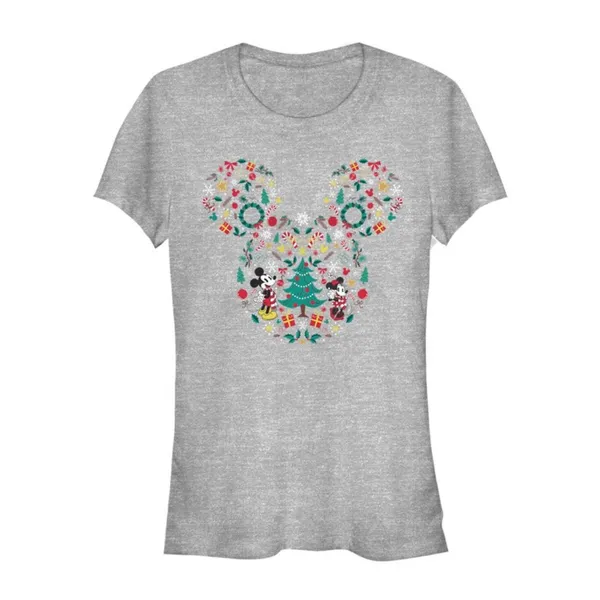Disney Mickey Mouse Ears Friends Gray Christmas Holiday Tee Shirt Women's size L - Image 3