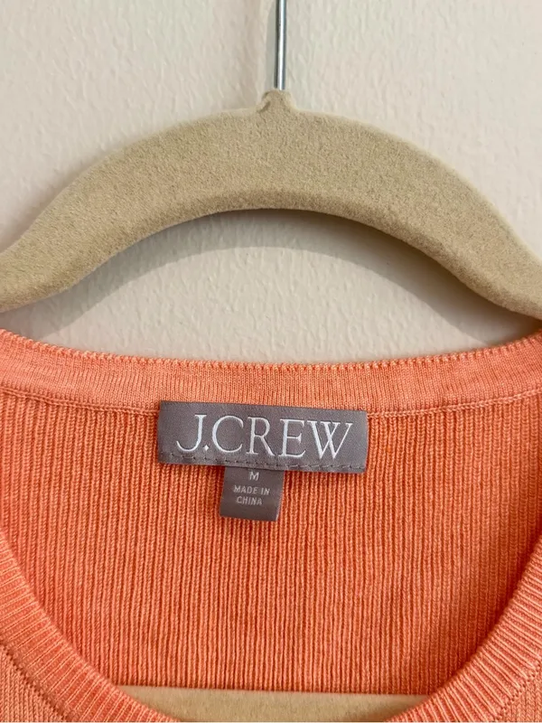 J.Crew Sweater Tank Orange Ribbed Silk Blend Style Preppy Summer Size M - Image 5