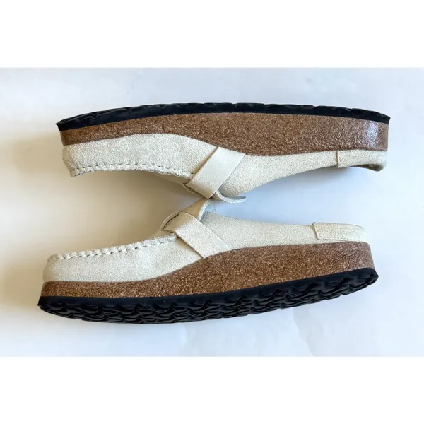 Birkenstock Buckley Suede Ribbed Leather Support Clog Sand Cream Size 9 (40) NEW - Image 5