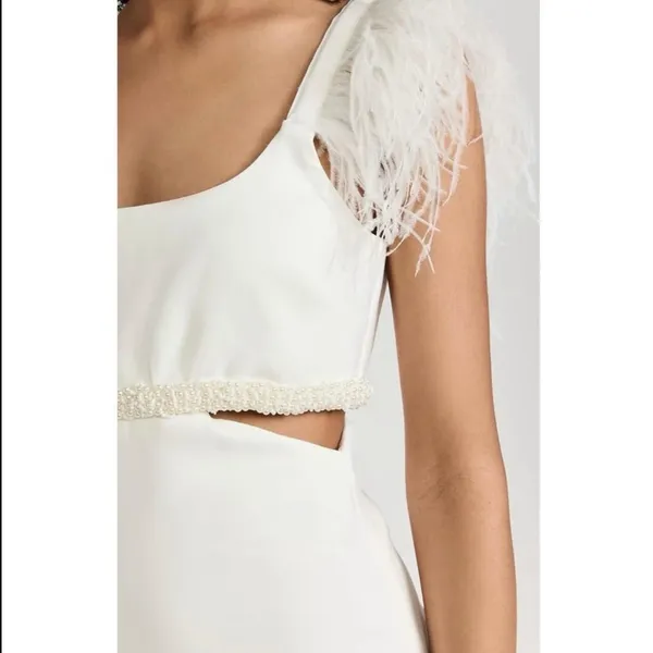 Likely‎ Taliah Feather Pearl Beaded Cut Out Mini Dress - Image 2