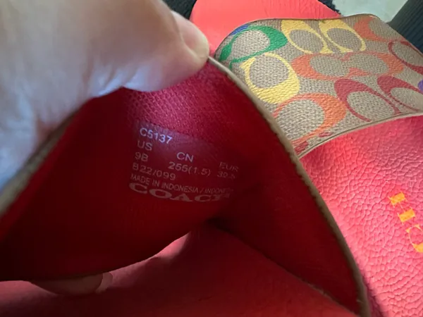 Coach Udele Slide Sandals Rainbow Canvas Multi Pop Red - Image 10