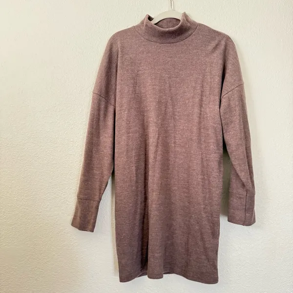 Abercrombie & Fitch Exclusive Online Taupe Cozy Knit Dress Mock Neck - Image 2