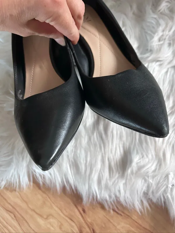 Alfani black chunky heel pointed toe size 6 stylish work wear leather - Image 5