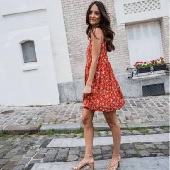 SAAJ Paris Robe Adele Corail coral linen‎ viscose Mini Dress size 6 resortwear - Image 8