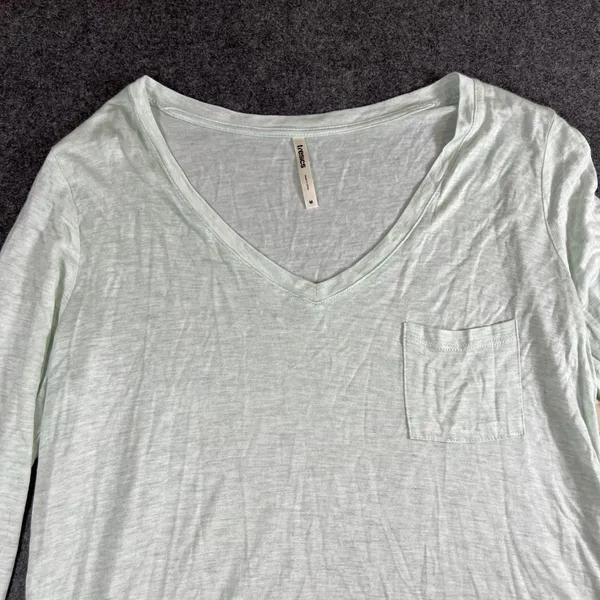 Tresics Womens Mint Green Long Sleeve V-Neck Pocket Tee Rayon Top TRU-G7024 M - Image 9