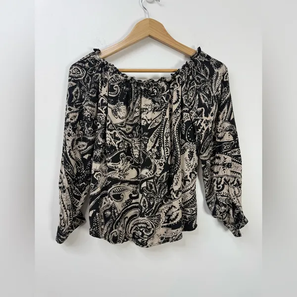 Elie Tahari Paisley Viscose off-the-shoulder blouse Top Size M - Image 4