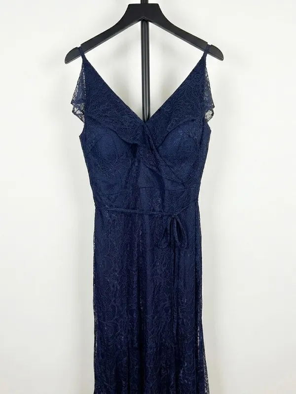 JENNY YOO Women’s Bridesmaid V-Neck Style JY519 Florentine Lace Navy Size S - Image 7