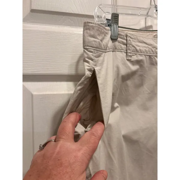 Old‎ Navy Womens Khaki Wide Leg Chino Pants Size 12 Beige Cotton Ripstop Casual - Image 2
