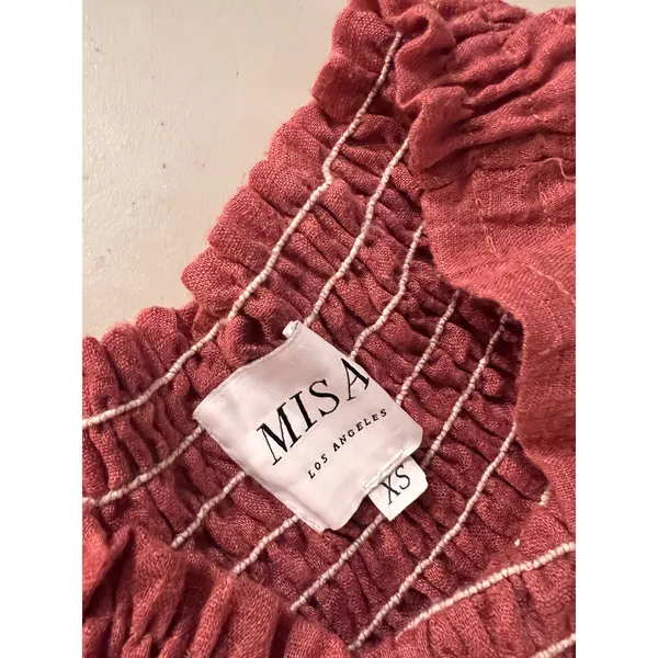 Misa Darla Brick Pink Soft Lightweight USA Off Shoulder Summer Dress Size XS - Image 7