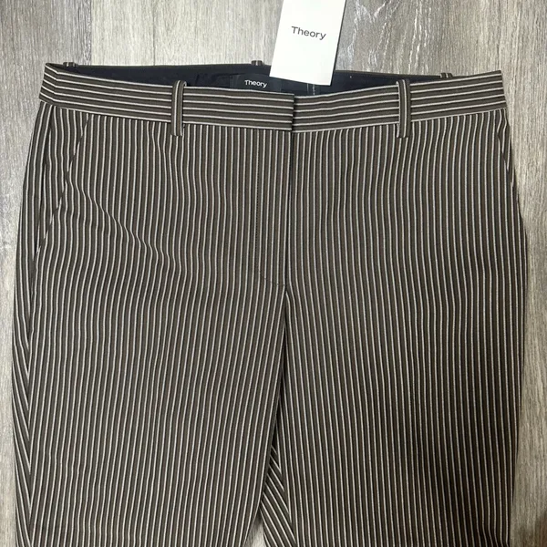 Theory Khaki Stripe Stretch Pant NEW - Image 3