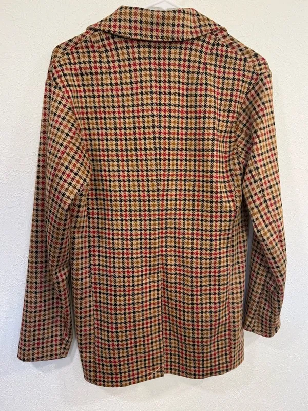 Avec Les Filles Longline Plaid Houndstooth Blazer Tan Red Black Size S - Image 6