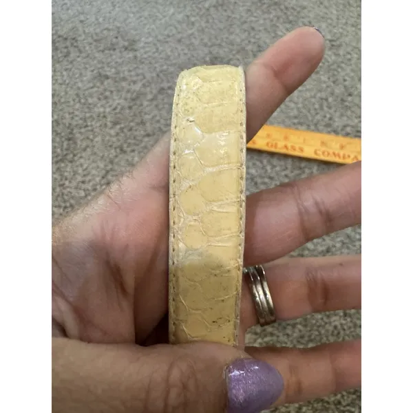 Dame Genuine Snakeskin Women's Yellow Belt Deco Gold Silver Hook Buckle‎ - Image 10