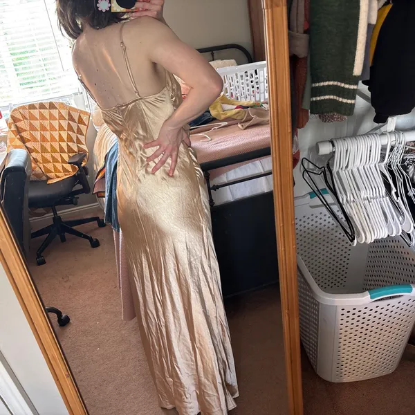Hello Molly Gold Wedding Guest Dress satin - Image 4