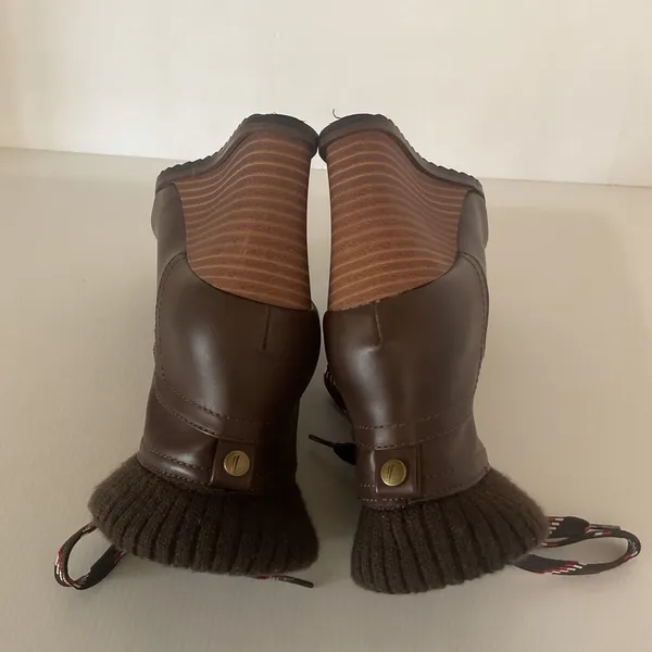 Nautica Women’s Brown Lace Up Wedge Ankle Boots Size 5.5 Knit Cuff - Image 8