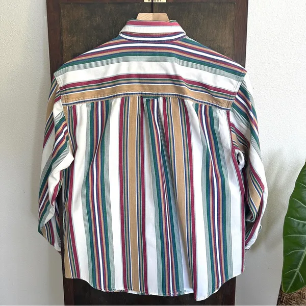 Chic Jeans Vintage 90s WOMENS Size L Western Jewel Tone Stripe Button Up Collar Indie Chic - Image 5