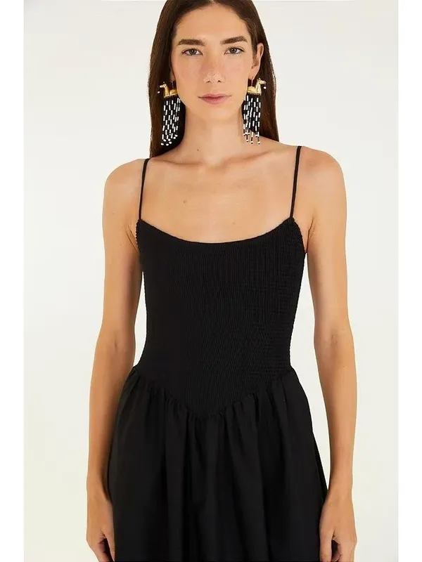 NWOT Farm Rio Cotton Black Sleeveless Midi Dress Size L - Image 3