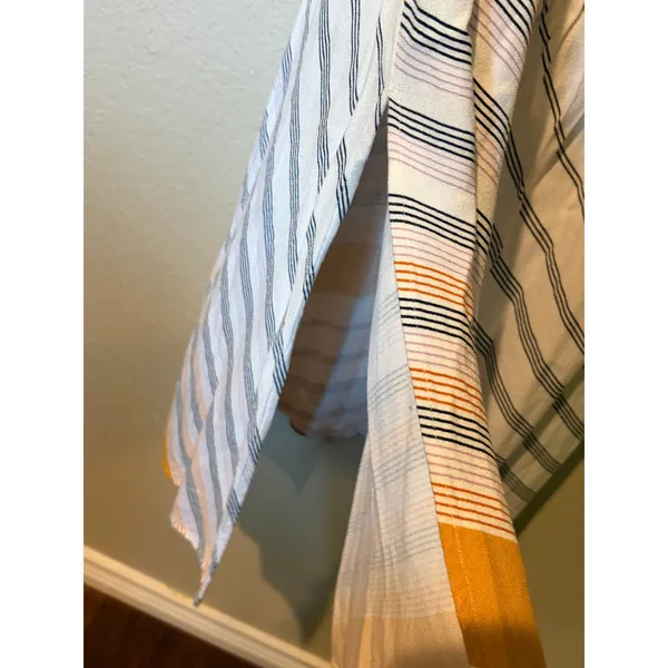 O’Neill Koia Strapless Midi Dress White Mustard Stripe Boho Beach Slit Size L - Image 3