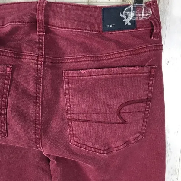 American Eagle AE Jegging Crop Jeans Denim Red 2 v6x - Image 3
