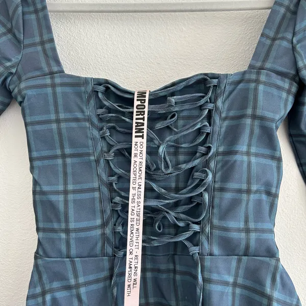 House of CB Malika Blue Tartan Corset Mini Dress - Image 6