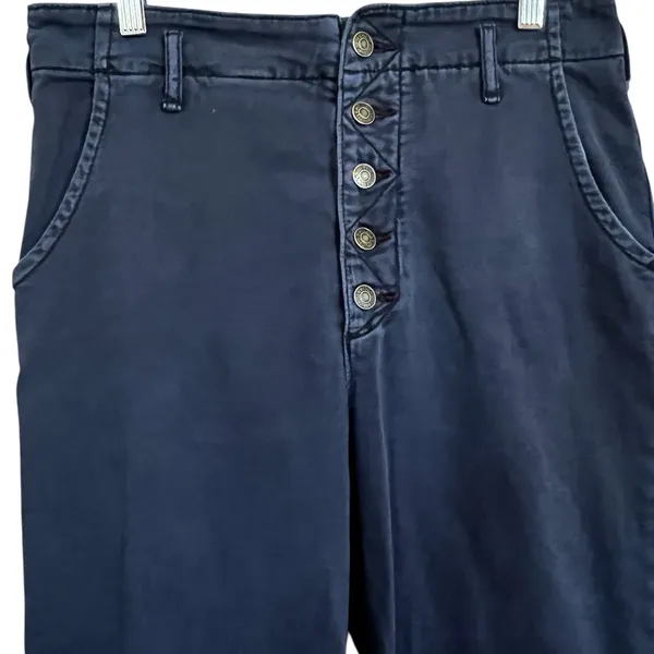 PILCRO THE LETTERPRESS Wide Leg Blue Pants Exposed Buttons Women’s Size 28 - Image 2