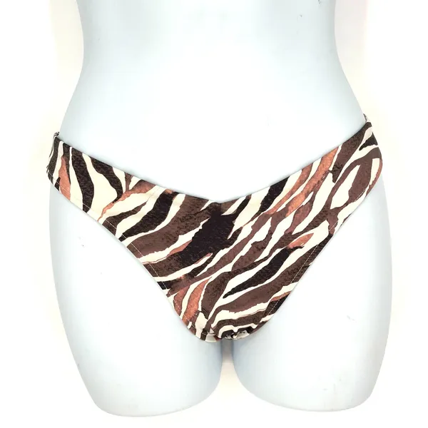 Frankies Bikinis Stormy Top M Kenza Bottom S Brown Zebra Animal Print Bikini Set - Image 10