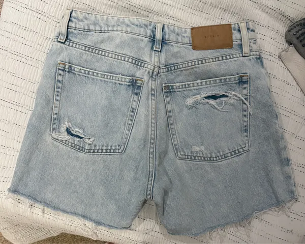 Distressed Cutoff Jean Shorts Blue Size 4 - Image 2