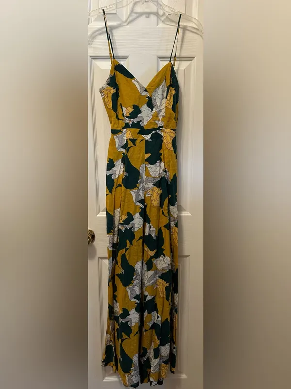 Lulus Isla Mujeres Yellow Tropical Print Tie-Back Wide Leg Jumpsuit - Image 5