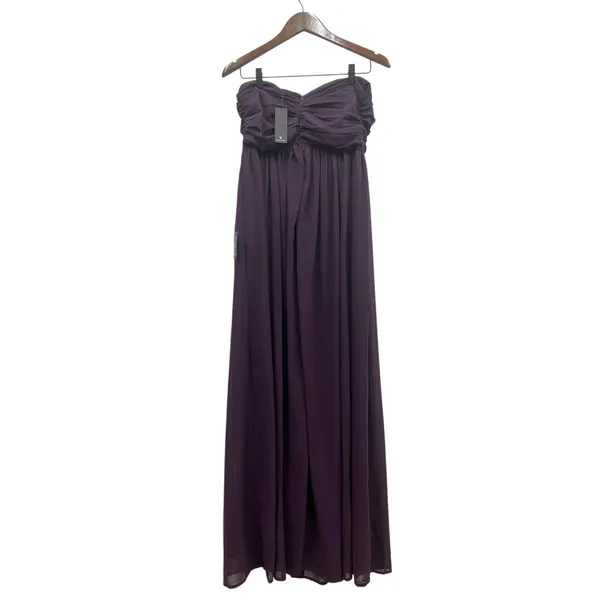 Lulus Luxe Favorite Dark Purple Strapless Ruched Maxi Dress size Large NWT - Image 4