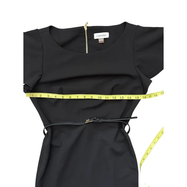 Calvin Klein Black Dress Women's Size 6 Cap Sleeves Empire Waist Gold Zip‎ Back - Image 12