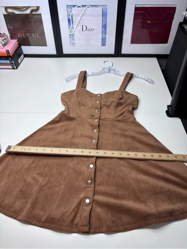 Forever 21 Rust Brown Button-Front Mini Dress/Jumper NWOT Size S - Image 10