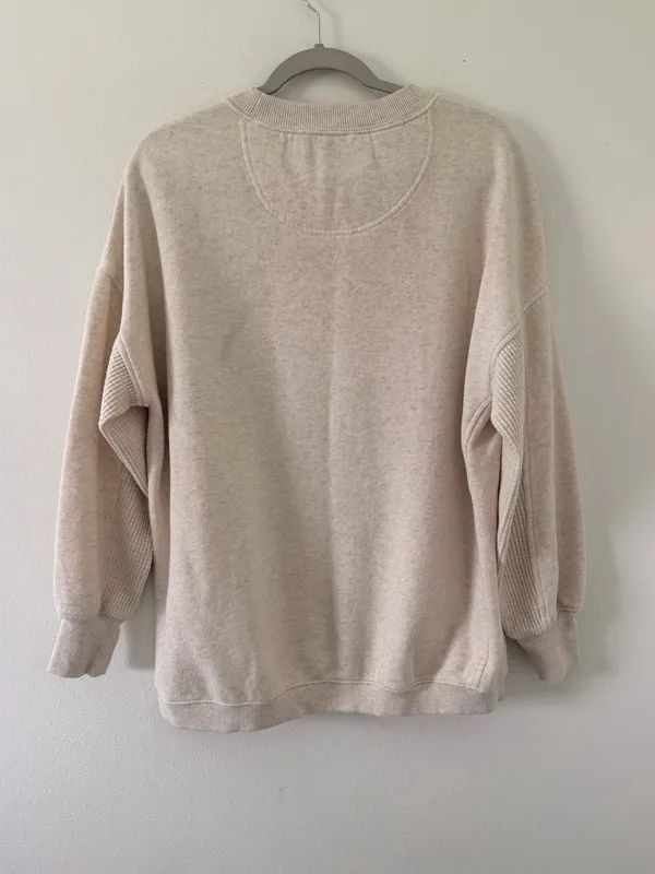 Aerie Oversized Waffle Accents Under Arms Cream/Oatmilk crewneck size xs - Image 3
