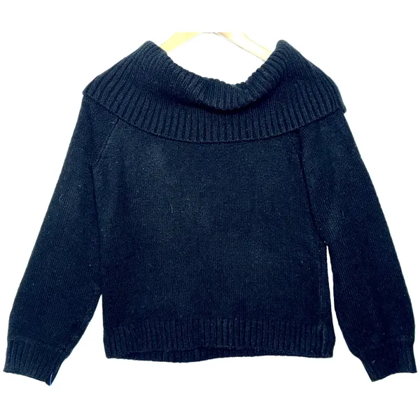 Abercrombie & Fitch Black Knit Off-The-Shoulder Cowl Turtleneck Sweater Size S - Image 2