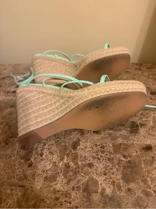 Steve Madden Mint Green Strappy ankle Lace-Up platform Heels - Image 6