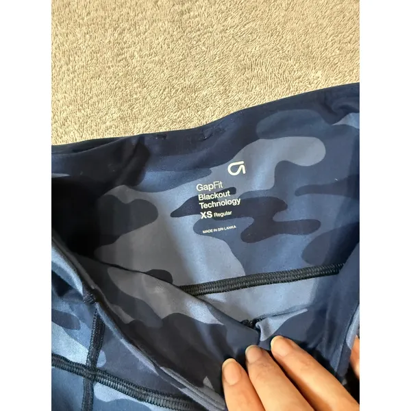 Gap Fit XS Blackout‎ Technology Blue Camo Blue Athletic Leggings Pockets Stretch - Image 3