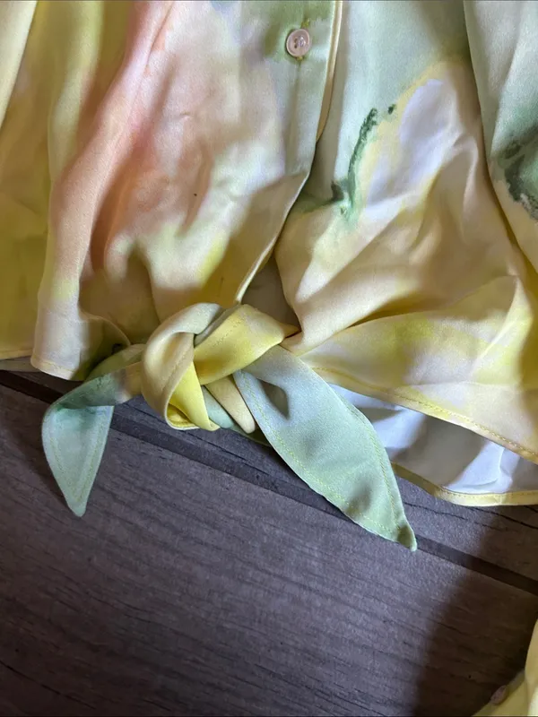Wilfred Lightweight Tie-Front Blouse in Yellow Watercolor - Image 4