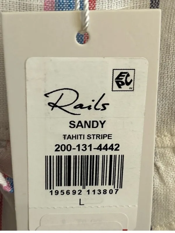 Rails Sandy Tahiti Blue White Pink Striped Tiered Ruffle Feminine Sundress Large - Image 10