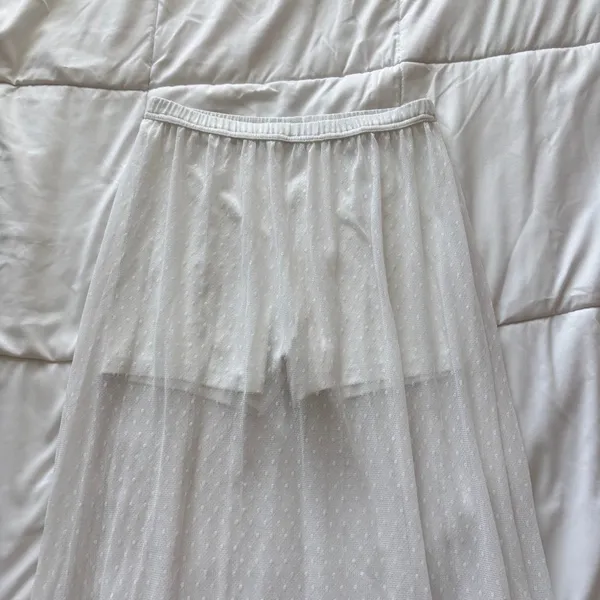OFFLINE Aerie White Sheer Pointelle Mesh Maxi Skirt Medium Beachy Quiet luxury - Image 3