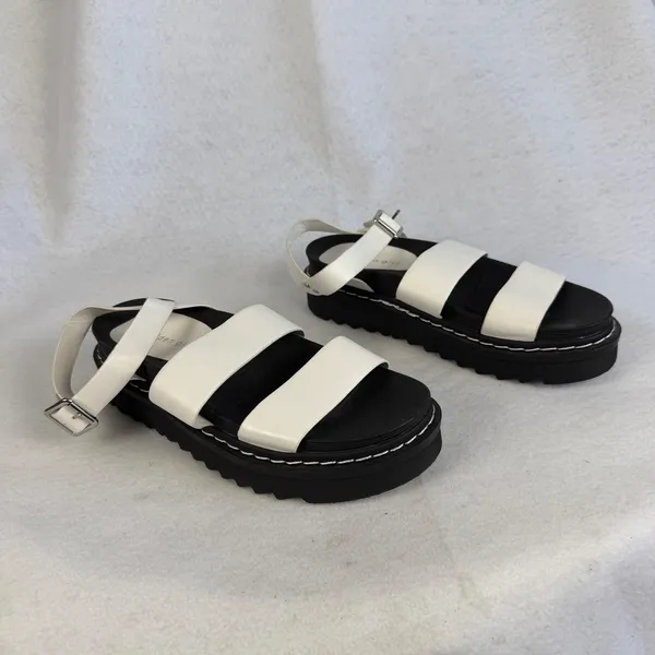 Madden‎ Girl Doral White Black Chunky Platform Strappy Sandals Women US 8.5 - Image 5