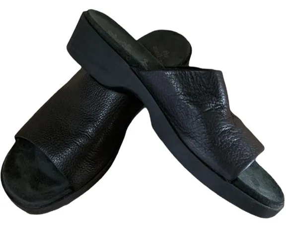 Rockport Black Leather The Walking Sandal Slides Womens 7W - Image 2