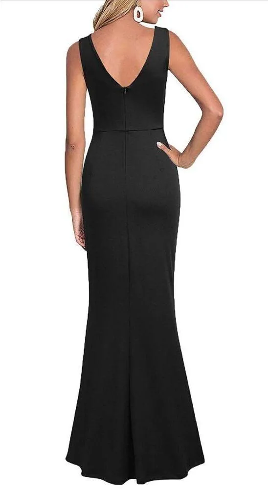 NEW WOOSEA Sleeveless V Neck Split Evening Cocktail Long Dress S - Image 2